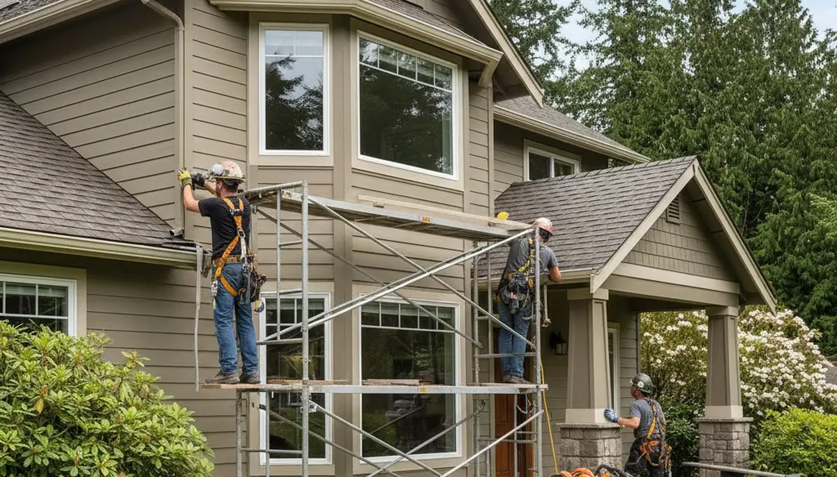 Seattle, WA siding contractor installing durable vinyl siding on a home