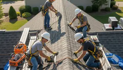 Seattle, WA siding repair crew inspecting roof damage for FX Remodeling & Exteriors